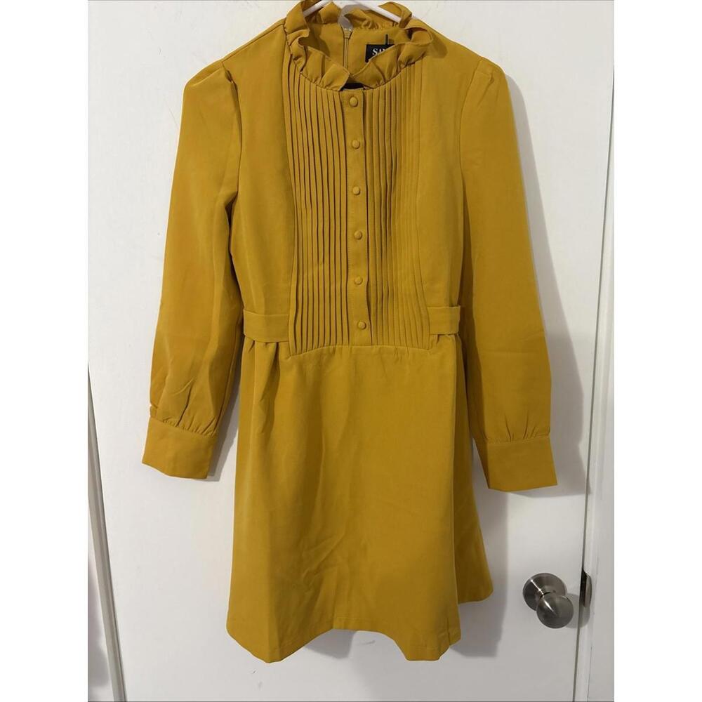 NWT SANTO Modest‎ Mustard Designer Dress Paolo De Santo XS NWT